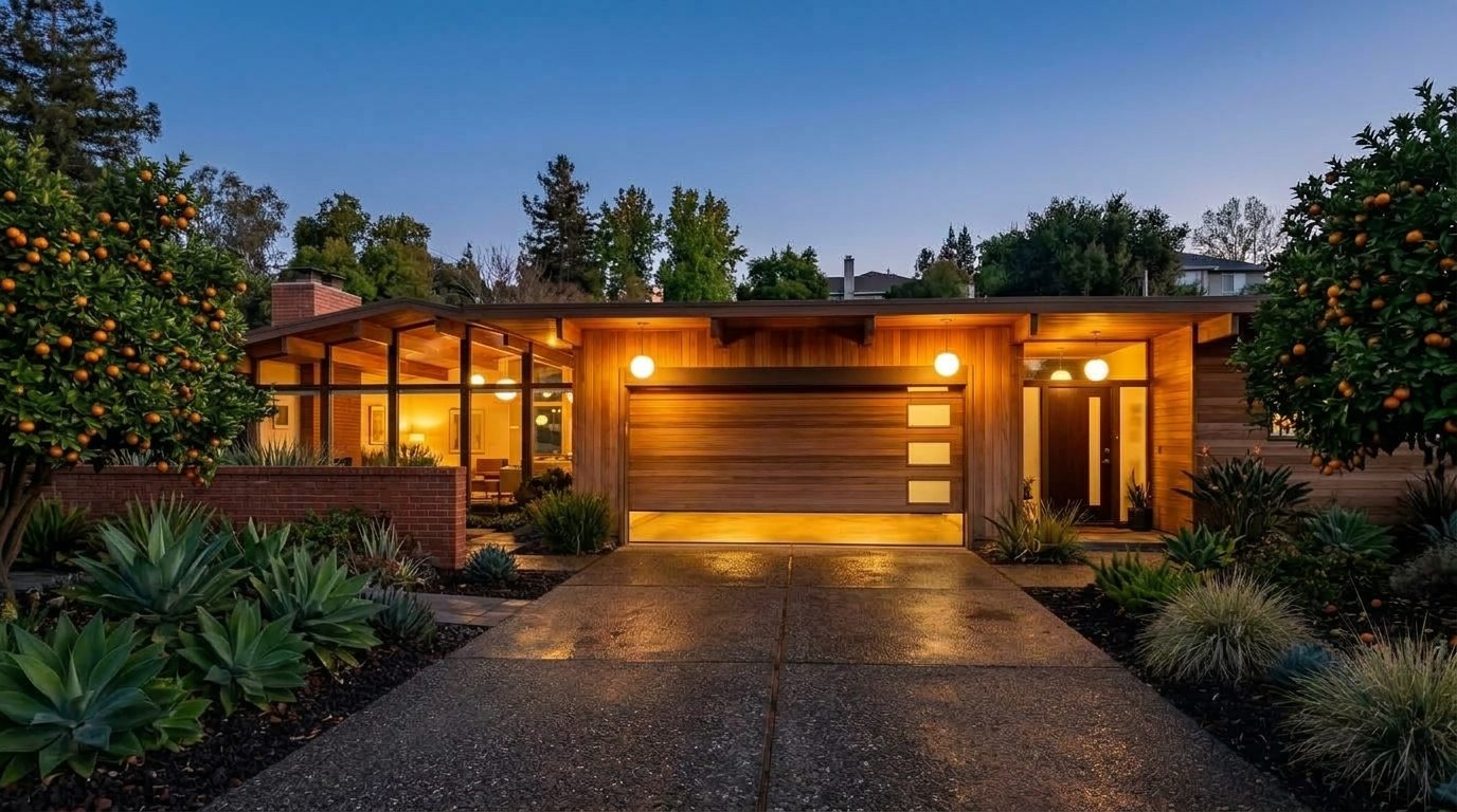 Kari Novak Garage Door Repairs Garage Door Gliding Open Revealing Warm Illuminated Interior